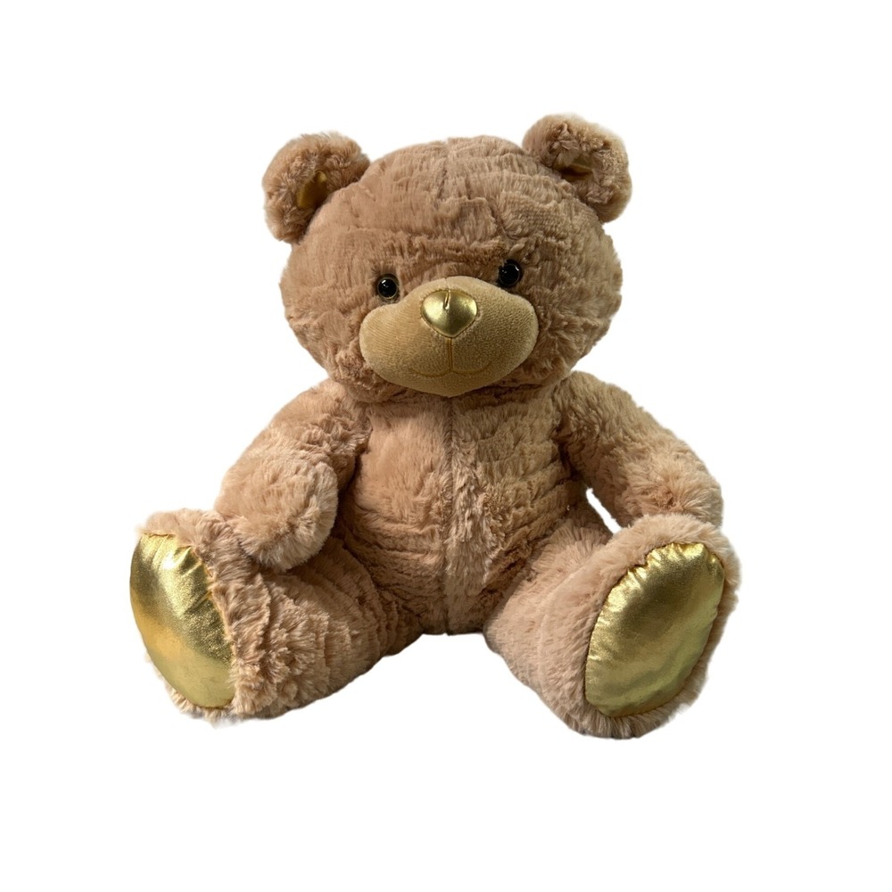 Animal Adventure 2017 Brown Bear Gold Nose Feet Ears Soft Cuddly 14 inches